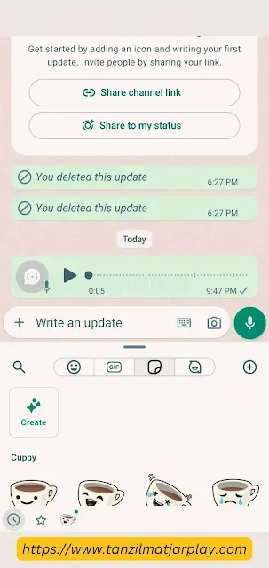إضافة ميزة ارسال الرسائل الصوتية والملصقات مع تفاعلات في قنوات وات ساب