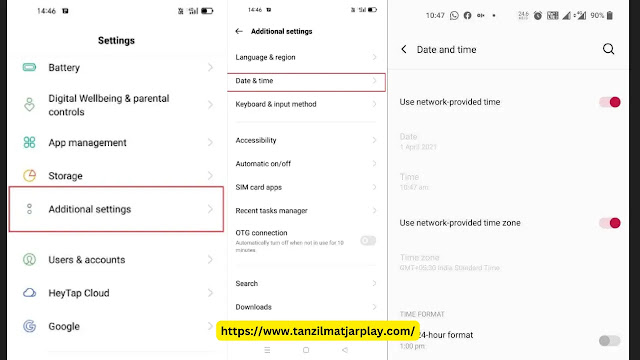 اضبط التاريخ والوقت على تلقائي حل خطأ DF-DFERH-01 في متجر بلاي