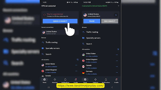 الاتصال بخادم VPN