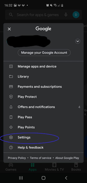 إعدادت متجر Google Play