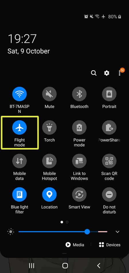 وضع الطائرة على موبايل سامسونج